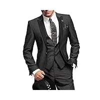 george costume homme hommes parti costume 5 pièces veste +gilet + pantalon+ cravate+ carré de poche 002,noir,xxxl