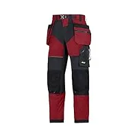 snickers 69021604048 flexiwork pantalon de travail avec poches holster taille 48 rouge chili/noir