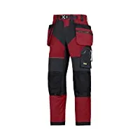 snickers 69021604088 flexiwork pantalon de travail avec poches holster taille 88 rouge chili/noir