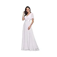 ever-pretty robe de soirée style long manches volantées col en v jupe trapèze robe femme chic et elegant blanc 38