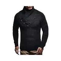 leif nelson pour des hommes cardigan veste veste ln5225; taille xl, noir-anthracite