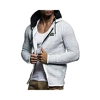 leif nelson pour des hommes pull à capuche cardigan hoodie pullover avec capuche sweat sweater zipper sweatshirt ln7055; taille l, écru-