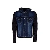 leif nelson pour des hommes veste hoodie cardigan pull à capuche vintage veste en jean sweat corde jeans ln5240; ,bleu foncé,large