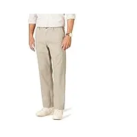 amazon essentials pantalon chino infroissable, plat à l’avant, coupe classique (grandes tailles disponibles) homme, brun kaki, 34w / 32l