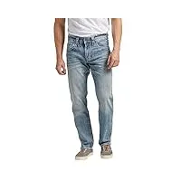 silver jeans jean pour homme co eddie coupe décontractée conique jambe jean délavé clair - bleu -