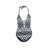 seafolly castaway stripe deep v maillot de bain pour femme - bleu - 38