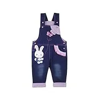 bébé filles salopette jeans modèle animal enfant denim pantalon doux avec bretelles lapin papillon - 100