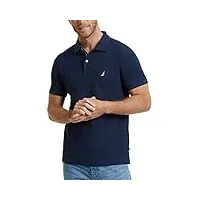 nautica slim fit short sleeve solid polo shirt, bleu marine, s homme