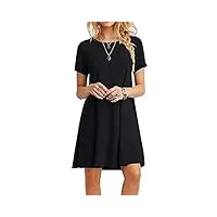 molerani robe d'été pour femme t-shirt décontracté à manches courtes robe de plage robe ample pour femme (xl, noir)