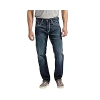 silver jeans eddie relaxed fit tapered leg jeans, rinçage, 34w x 30l homme