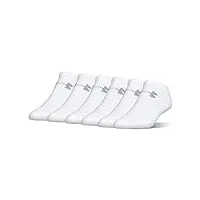 under armour - ua charged cotton 2.0 no show - chaussettes (lot de 6 paires) - homme - blanc - taille: l (taille fabricant: lg)