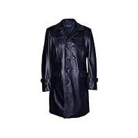 smart range german pea coat u boat noir hommes militaire real hide cuir sous-marin jacket manteau (xl)