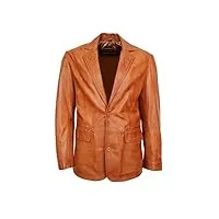 classic blazer hommes tan long lapel costume soft real veste de manteau en cuir (xs)