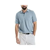 nautica classic short sleeve solid polo shirt, deep anchor heather, 3xl homme