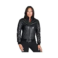 d'arienzo veste cuir noir femme blouson bomber cuir véritable made in italy g155 noir/s
