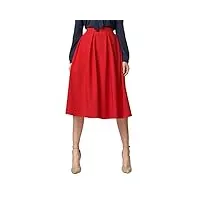 urban goco midi jupe plissée de femmes vintage de a-ligne taille haute jupe longue avec poches rouge m