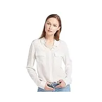 lilysilk chemise femme en soie blouse unie à manches longues décontracté chic poches poitrines coupe classique chemisier basique féminin soie naturelle 18 momme s blanc naturel
