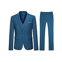 costume homme un boutons mode slim fit trois pièces elégant business mariage - bleu 2 - l