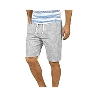 blend bones short en lin bermuda pantalon court pour hommes 100% coton coupe régulaire, taille:l, couleur:granite (70147)