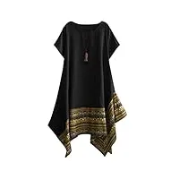 vogstyle femme t-shirt robe asymétique eté imprimée chic décontractés tunique tops noir xl