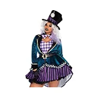 leg avenue- delightful hatter adult sized costumes, 85592x, multicolore, taille: 3x-4x (eur 54-58)