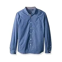nautica chemise boutonnée jusqu'en bas, manches longues, coupe classique, tissu vichy. - bleu - xx-large