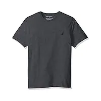 nautica men's short sleeve solid crew neck t-shirt, charcoal grey, x-large