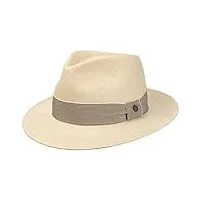 lierys chapeau panama jennes fedora femme/homme - made in ecuador en paille d'été avec ruban gros grain, grain printemps-été - s (55-56 cm) nature