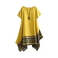 vogstyle femme t-shirt robe asymétique eté imprimée chic décontractés tunique tops jaune xxl