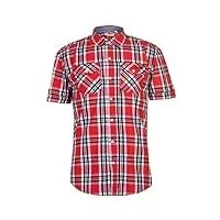 lee cooper chemise à carreaux pour hommes, noir/blanc/rouge, s/s, rouge/blanc/noir, xl