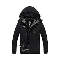 wantdo homme veste de ski coupe-vent imperméable manteau hiver chaude grande taille polaire veste sport outdoor montagne anorak randonnée multi-poches noir xxl
