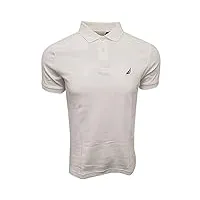 nautica men's slim fit short sleeve solid soft cotton polo shirt, bright white, medium