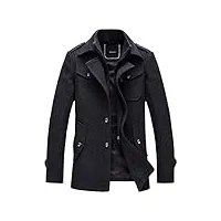 youthup manteau homme laine hiver chaud trench-coat caban élégant blouson parka veste slim fit casual coat,gris,xs