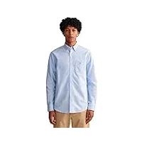 gant reg shirt bd chemise oxford boutonnée regular, capri blue, l homme