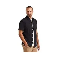 brixton charter standard fit t-shirt à manches courtes oxford tissé chemise à bouton bas, noir, l homme