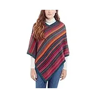 invisible world poncho femme laine d'alpaga 100% rayé col v carmen - brights