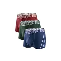 separatec hommes caleçon boxers en fibre de bambou avec poches séparées sous-vêtements caleçon confortable à la mode, lot de 3 (xl, bleu+rouge+vert)