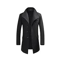youthup manteau homme hiver trench-coat chaud slim fit casual long en laine caban mode classique,gris,s