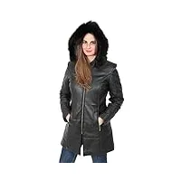 a1 fashion goods femmes matelassée en cuir parka manteau 3/4 long poisson-globe fitted veste matelassée à capuche - kelli (l - eu 40)