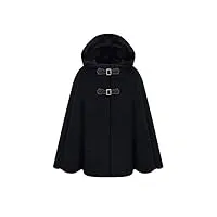 femme Élégant chaud hiver capuche poncho cape mélange de laine veste manteau à capuche m noir