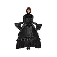 gocebaby crossdress robe verrouillable en satin noir à manches grandes au style punk gothique (xxxl)
