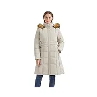 orolay femme manteau puffer veste d'hiver avec bordure en fausse fourrure de capot beige l