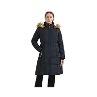 orolay femme manteau puffer veste d'hiver avec bordure en fausse fourrure de capot le noir m