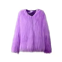 femme elegant manteau de fausse fourrure manteaux d'hiver parka veste chic manches longues s violet