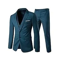 allthemen costume hommes 3 pcs de mariage party costumes blazer gilet pantalon casual bleu l