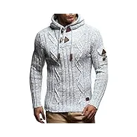 leif nelson pour des hommes pullover hoodie pull à capuche pull en tricot ln5400 taille m gris brut