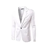 homme slim fit veste blazer casual elegant un bouton costume manteau jacket blanc xl