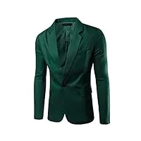 homme slim fit veste blazer casual elegant un bouton costume manteau jacket vert l