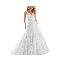 nanger robe de mariée en dentelle pour femme - blanc - 38