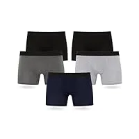 fm london boxers (lot de 5) pour homme avec technologie de protection contre odeurs hyfresh - sous-vêtements respirants pour homme adaptés à toutes occasions, noir (assorti foncé), m
